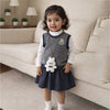 3 Pcs Set | Grey Labu Vest, Frill Inner T-Shirt & Skirt Partywear