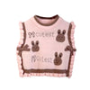 3Pcs Set | Pink Brown Knitted Vest, Cream Shirt & Pants Partywear