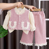 3 Pcs Set | Pink Frill Pocket Vest, Shirt & Matching Pants
