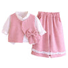 3 Pcs Set | Pink Side Bow Jacket, Shirt & Matching Pants Partywear Set