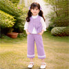 3 Pcs Set | Purple Bow Jacket, Shirt & Matching Pants Partywear Set