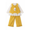 3 Pcs Set | Yellow Layered Top, White T-Shirt With Frill Pants Partywear Set