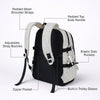Black & Cream Checkered School Backpack with Bow & Heart Keychain