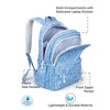 Blue Doodle Print School Backpack with Plush Pom-Pom Keychain