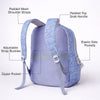 Blue Doodle Print School Backpack with Plush Pom-Pom Keychain