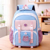 Blue, Pink & Purple Color-Block with Character Pouch School Backpack