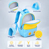 Blue & Yellow Squirrel Tiny Toddlers Backpack with Removable Soft Toy for nursery and Playgroup