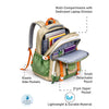 Orange, Brown & Green Color-Block with Character Pouch School Backpack