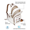 White Colorful Dots Doggy Print Backpack with Detachable Plush Dog Keychain