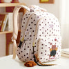 Cream Polka Dot Honey Bear Print School Backpack with Detachable Plush Dog Keychain