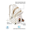 Cream Polka Dot Honey Bear Print School Backpack with Detachable Plush Dog Keychain
