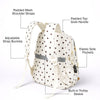 Cream Polka Dot Honey Bear Print School Backpack with Detachable Plush Dog Keychain