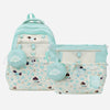 Mint Dog Print 2 Pcs Combo Set - Matching Backpack & Tote Bag with Detachable Pouch