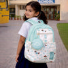 Mint Dog Print 2 Pcs Combo Set - Matching Backpack & Tote Bag with Detachable Pouch