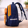 Navy Blue & Orange Fox School Backpack with Detachable Pouch