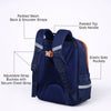 Navy Blue & Orange Fox School Backpack with Detachable Pouch