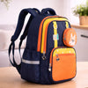 Navy Blue & Orange Fox School Backpack with Detachable Pouch