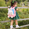 Pink & Blue Bunny Tiny Toddlers Backpack with Removable Soft Toy for nursery and Playgroup