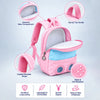 Pink & Blue Crocodile Tiny Toddlers Backpack with Removable Soft Toy for nursery and Playgroup
