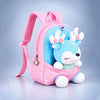 Pink & Blue Reindeer Tiny Toddlers Backpack with Removable Soft Toy for nursery and Playgroup