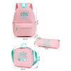 3Pcs Pink Cool Glasses Matching Backpack, Lunch Bag & Stationery Pouch