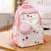 Pink Dog Print 2 Pcs Combo Set - Matching Backpack & Tote-Style Bag with Detachable Pouch
