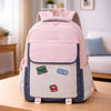 Pink & Grey Badge styled School Backpack