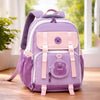 Pastel Purple & Pink Color-Block with Character Pouch School Backpack