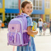 Pastel Purple & Pink Color-Block with Character Pouch School Backpack