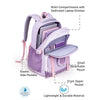 Pastel Purple & Pink Color-Block with Character Pouch School Backpack