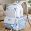 White & Blue Star Print, Ear Detailed School Backpack