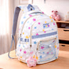 White Multicolor Star Print with Front Bungee Pocket Backpack with Detachable Plush Star Keychain & Star Pins