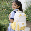 White & Pastel Yellow Star Print, Ear Detail School Backpack