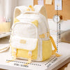 White & Pastel Yellow Star Print, Ear Detail School Backpack