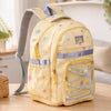 Pastel Yellow Star Print with Front Bungee Pocket School Backpack with Detachable Plush Star Keychain & Star Pins