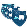 3Pcs Set Of Polar Bear Print Premium Adjustable Snap Button Closure Bibs