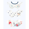 3Pcs Set , Ted Duck Print Premium Adjustable Button Closure & Wide Shoulder Size Bibs