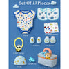 13 Pcs Blue Monkey Soft Satin Pouch Newborn Gift Box