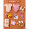 15 Pcs Pink Blessed Home Newborn Gift Box
