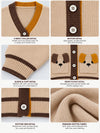 Beige V-Neck Puppy Pocket V Neck Winter Cardigan Sweater for Kids