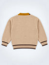 Beige V-Neck Puppy Pocket V Neck Winter Cardigan Sweater for Kids