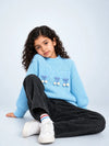 Blue Bow & Pom-Pom Knitted Winter Cardigan Sweater for Girls