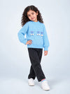Blue Bow & Pom-Pom Knitted Winter Cardigan Sweater for Girls
