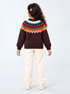 Brown Multi Color Pompom Winter Cardigan Sweater for Kids