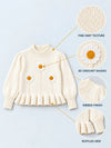 Cream Daisy Knitted Peplum Winter Cardigan Sweater for Girls