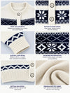 Cream & Navy Blue Nordic Pattern Winter Cardigan Sweater for Kids