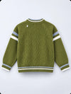 Olive Green Bear Cap Winter Cardigan Sweater for Kids