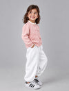 Peach Ruffle Neck Cat Bow Knitted Winter Cardigan Sweater for Girls