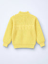 Yellow Bow & Pom-Pom Knitted Winter Cardigan Sweater for Girls