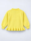 Yellow Daisy Knitted Peplum Winter Cardigan Sweater for Girls